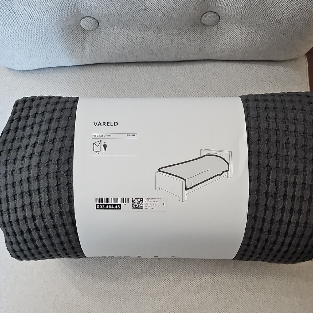 IKEA VÄRELD Gray Cotton Summer Blanket